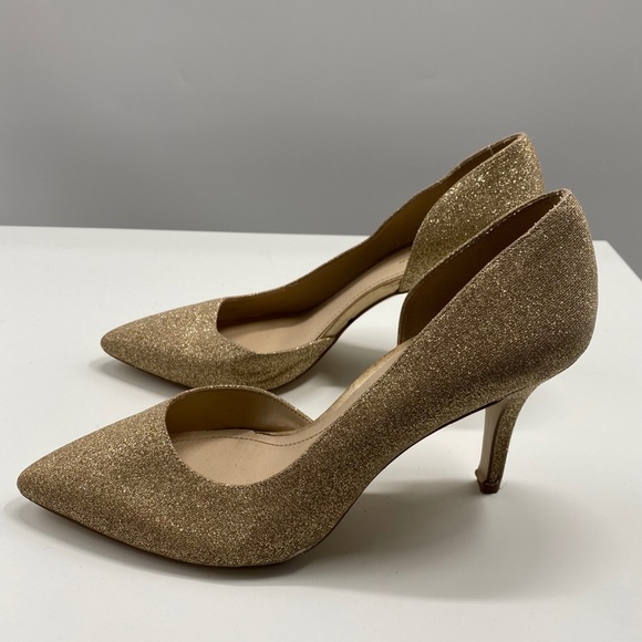 BCBG Gold Pumps Heels Glitter Size 8.5 - Picture 1 of 5